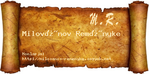 Milovánov Reményke névjegykártya